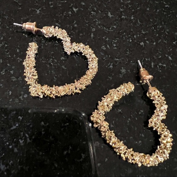 Gold Plated Heart Hoop Earrings ❤️ - Picture 3 of 6